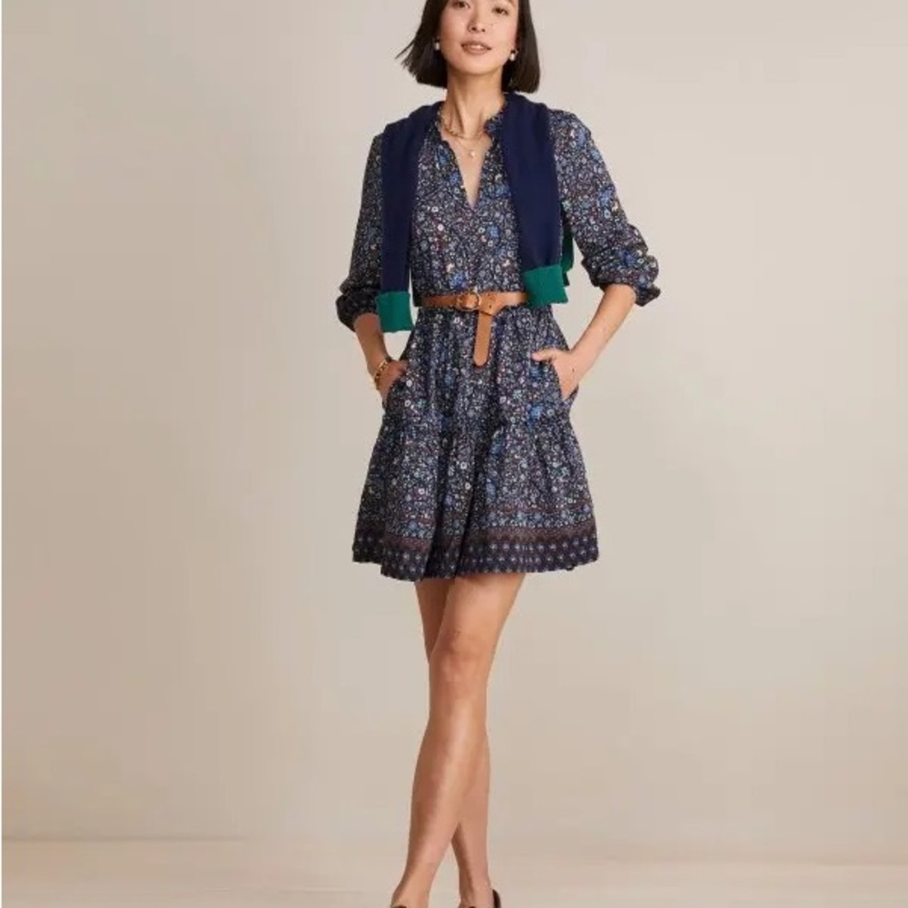 Vineyard Vines Blue Floral Long Sleeve Dress